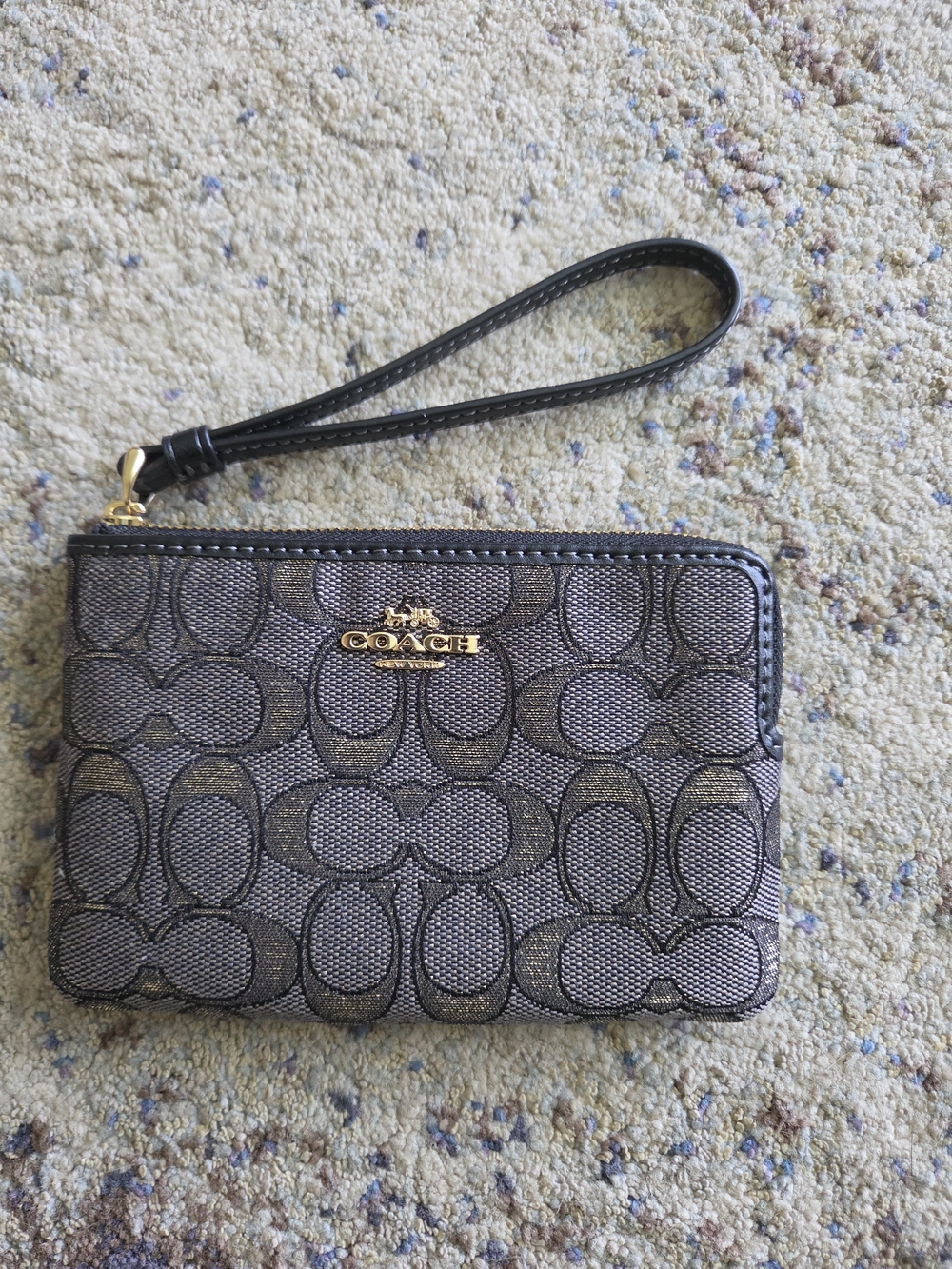 COACH Metallic Charcoal Signature Wristlet